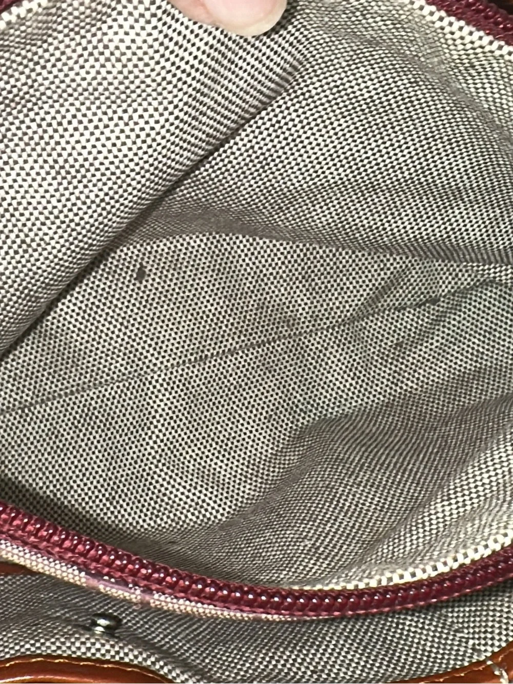 Dooney & Bourke Monogram Canvas & Leather Satchel NEEDS CLEANING INSIDE (bags21)